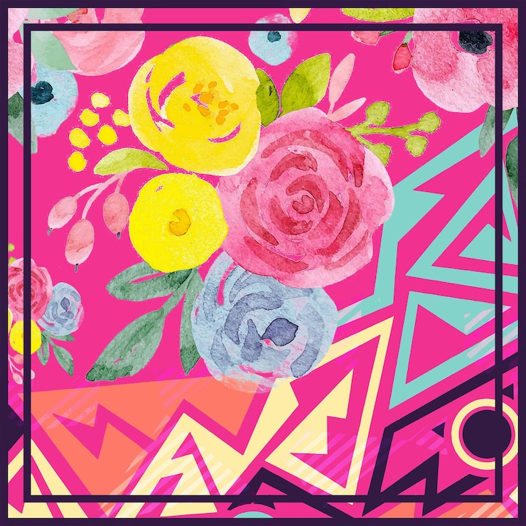 PSD una imagen colorida de flores y la palabra "w" en ella