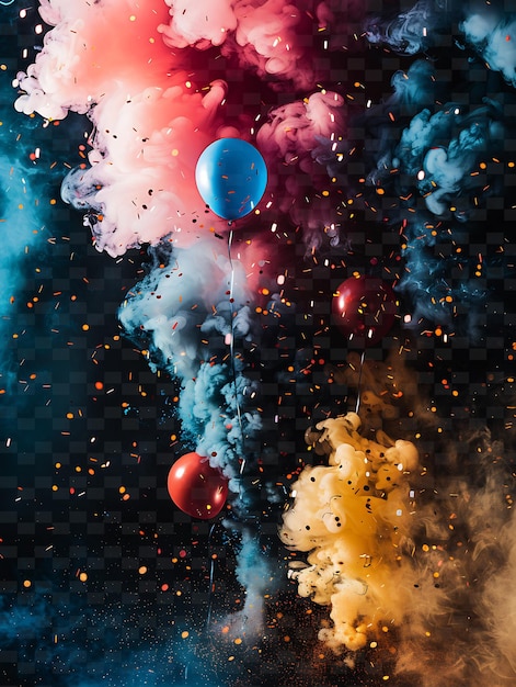 PSD una imagen colorida de un montón de globos con las palabras 