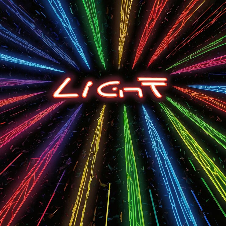 PSD una imagen colorida de las palabras luz luz en él