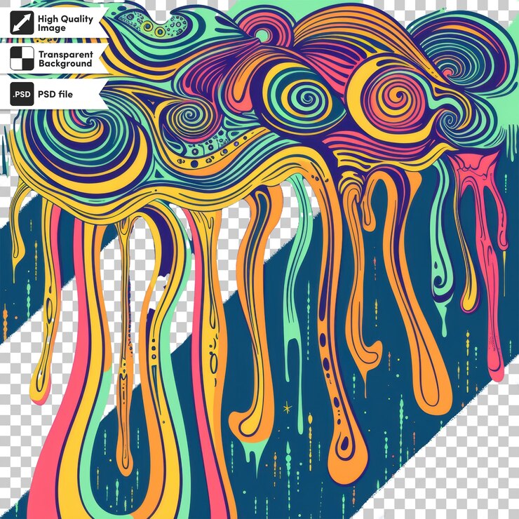 PSD una imagen colorida de una pintura de color arco iris con las palabras arcoirís en él
