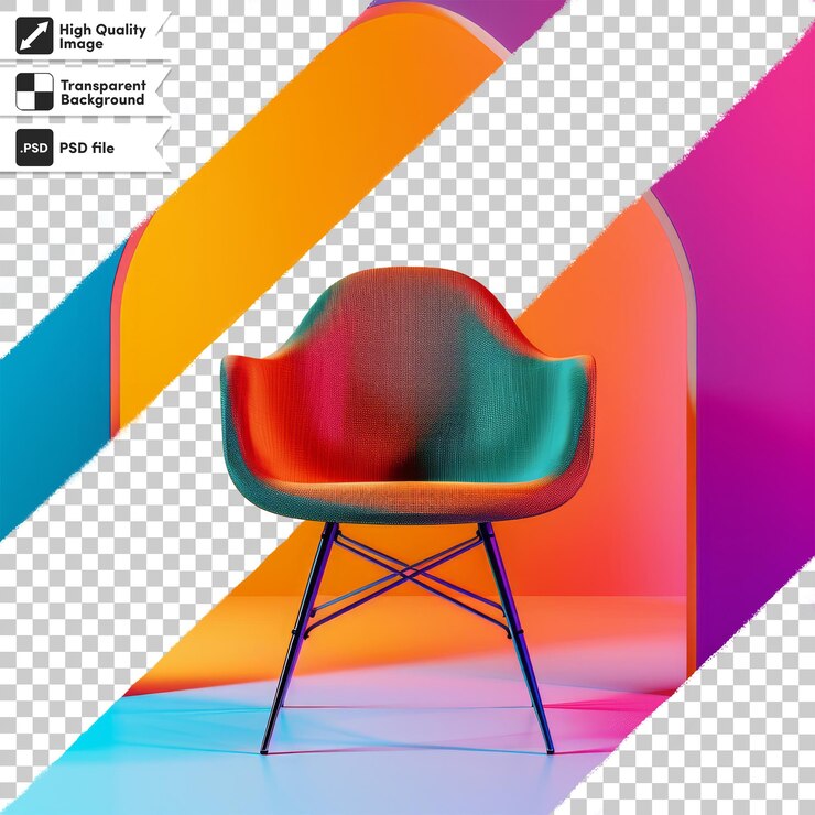 PSD una imagen colorida de una silla y una silla con un fondo colorido
