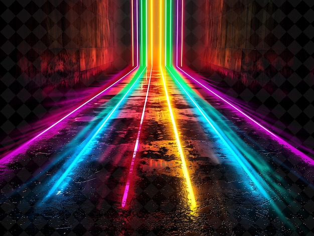 Una imagen colorida de un túnel con un arco iris en él