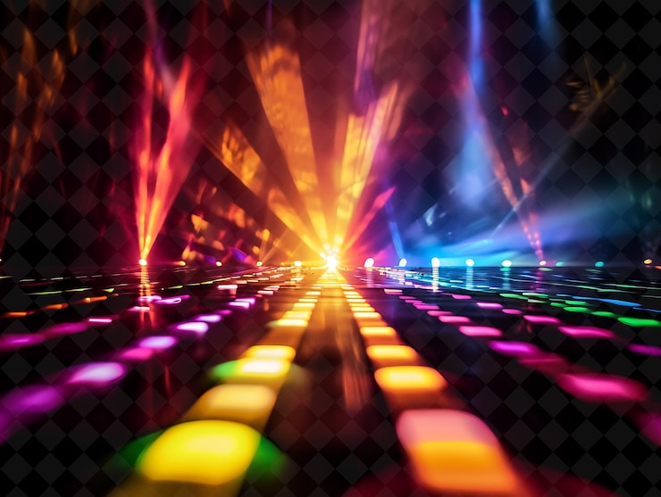 PSD una imagen colorida de un túnel con luces y un fondo colorido
