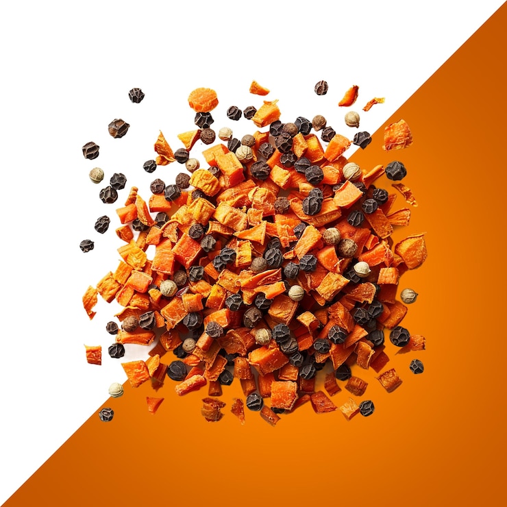 PSD una imagen de comida naranja y negra con un fondo blanco