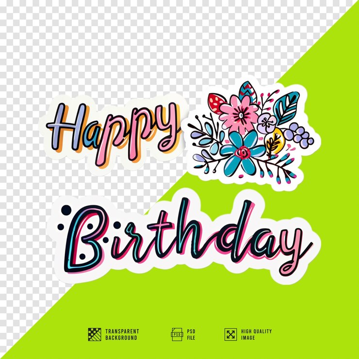 PSD imagen del conjunto de iconos de cumpleaños feliz sin fondo de calidad hd
