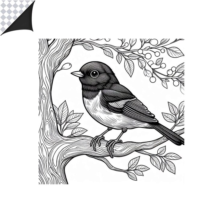 PSD imagen de contorno de pájaros para niños libro de colorear amplificador divertido plantillas fáciles de imprimir