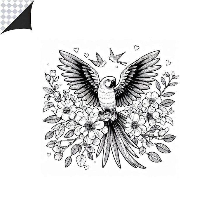 PSD imagen de contorno de pájaros para niños libro para colorear sin fondo