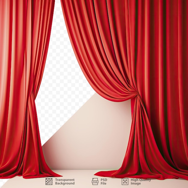 Una imagen de una cortina roja con la palabra 