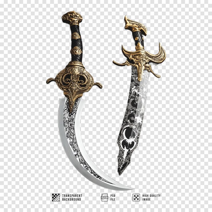 PSD imagen de cuchillo curvo con fondo transparente