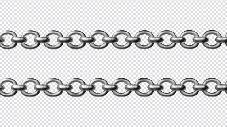 PSD imagen detallada de una cadena de acero aislada sobre un fondo transparente para uso de diseño industrial