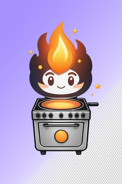 PSD una imagen de dibujos animados de una estufa con una llama en ella