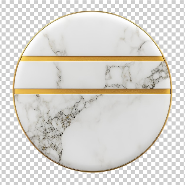 una imagen de un diesiano de mármol blanco con un borde dorado en un fondo transparente