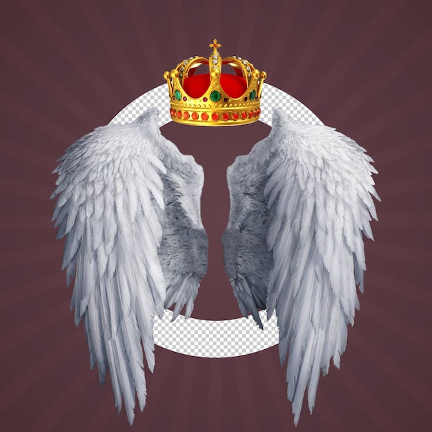PSD una imagen de dos alas de ángel con una corona de oro y la palabra la la en ella