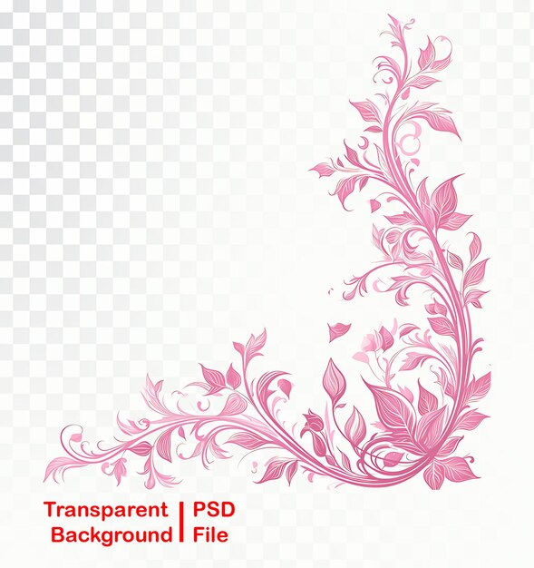 PSD imagen de elemento floral transparente de esquina de calidad hd