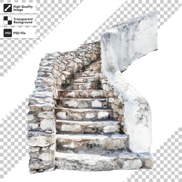 PSD una imagen de una escalera con un escalón que está hecho de piedra
