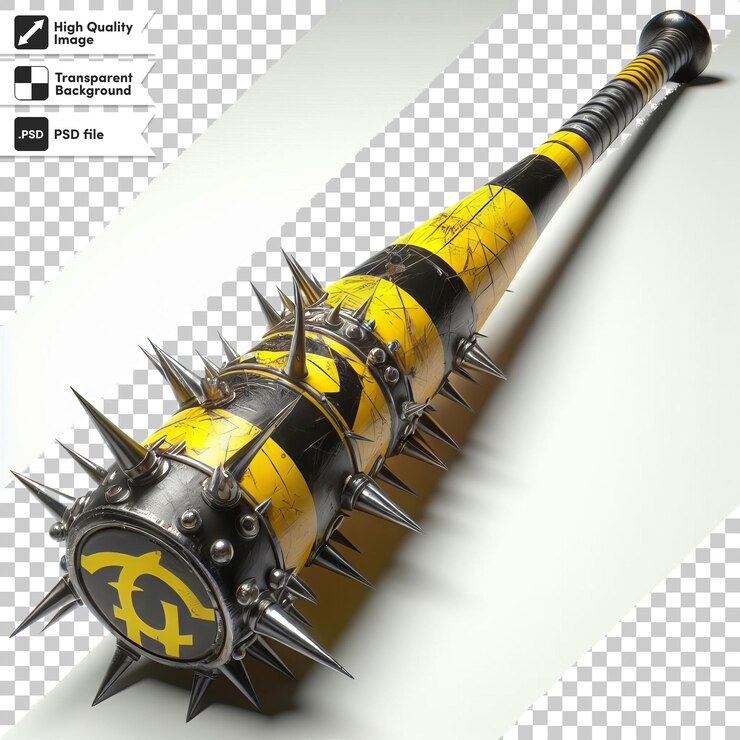 PSD una imagen de una espada con un marcador amarillo y negro en él