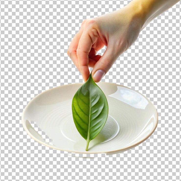 PSD una imagen de una espinaca de hojas en un plato