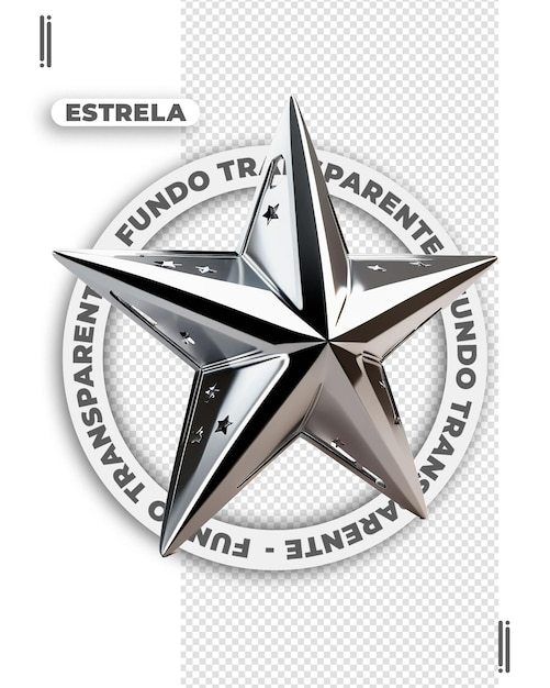 PSD imagen de estrella 3d metálica plateada sin fondo