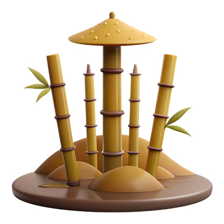 PSD una imagen de una estructura de bambú con palos de bambú