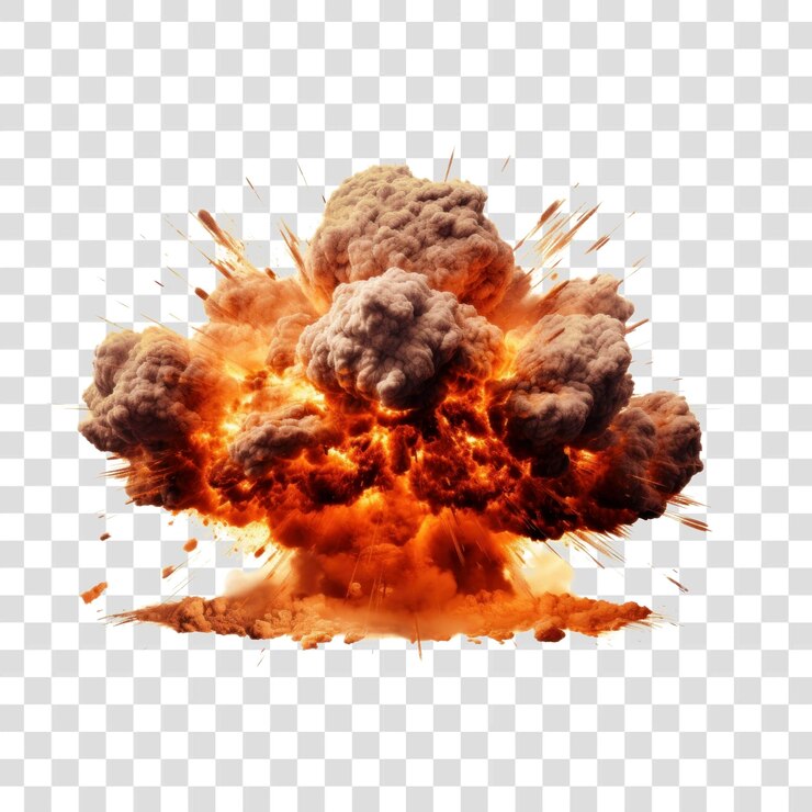 PSD imagen de la explosión de una explosión ardiente en png