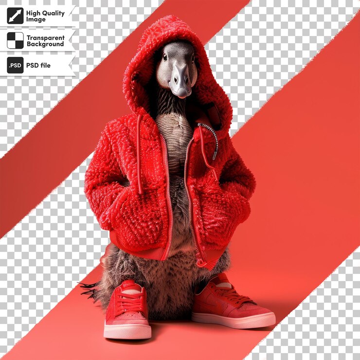 PSD una imagen de una figura con un abrigo rojo y una capucha roja