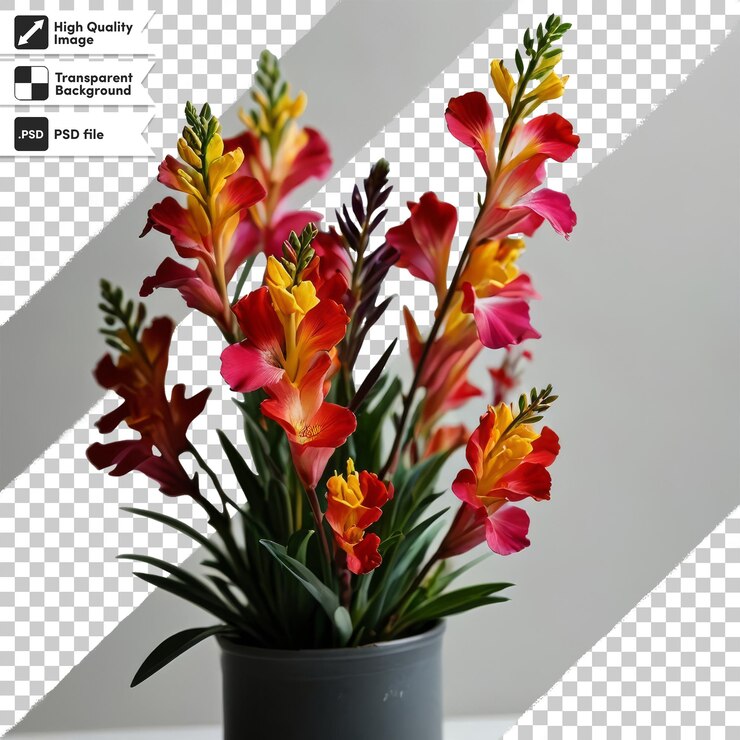 PSD una imagen de flores con una imagen de una planta en ella