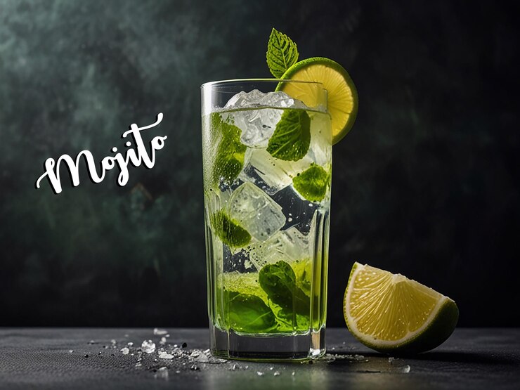 PSD imagen de fondo de mojito de lima o plantillas con archivo editable
