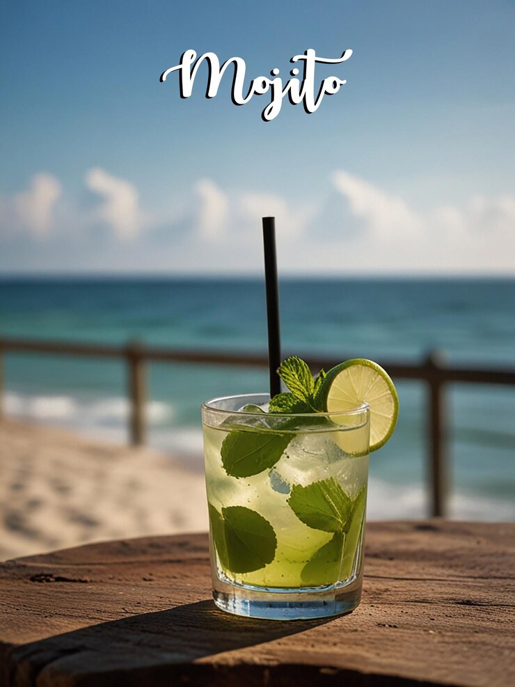 PSD imagen de fondo de mojito de lima o plantillas con archivo editable