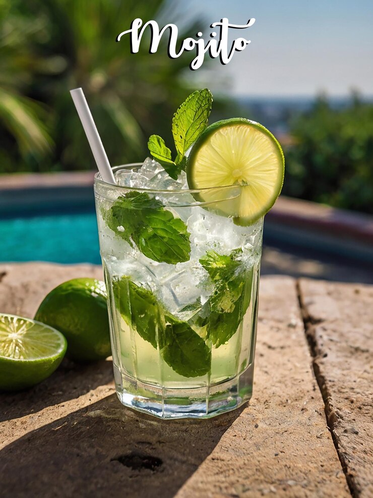PSD imagen de fondo de mojito de lima o plantillas con archivo editable