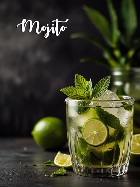 Imagen de fondo de mojito de lima o plantillas con archivo editable
