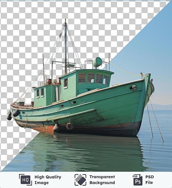 PSD imagen fotográfica realista del barco de pesca de un pescador