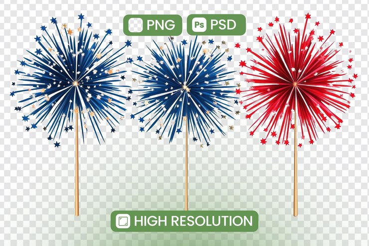 PSD una imagen de fuegos artificiales con un palo de pyrex en el medio