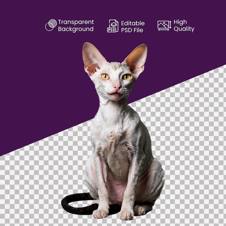 PSD una imagen de un gato con un fondo púrpura y una correa negra