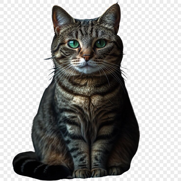 PSD una imagen de un gato con ojos verdes y un fondo blanco y negro