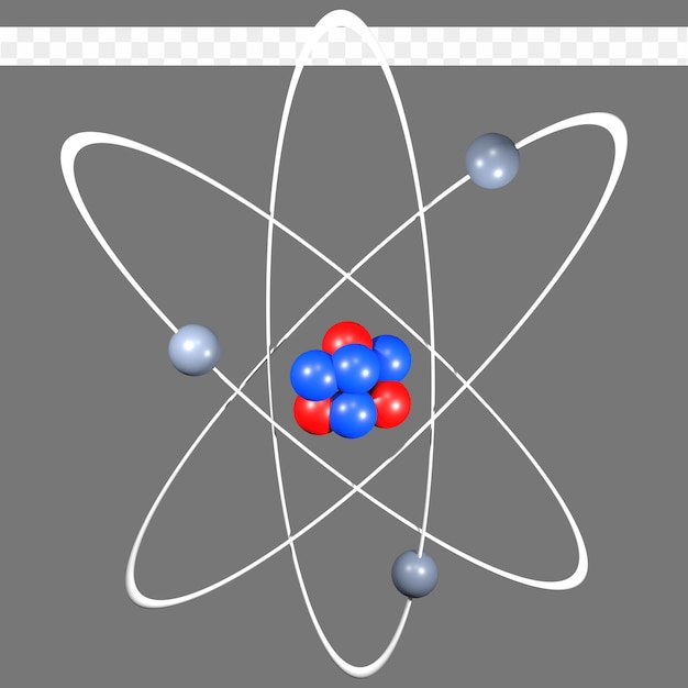 PSD una imagen generada por computadora de un átomo con bolas rojas y azules.