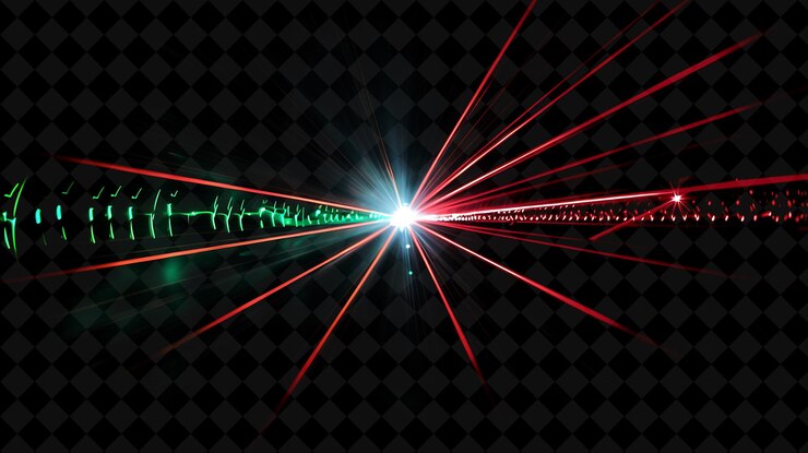 PSD una imagen generada por computadora de un estallido de estrellas con una luz verde