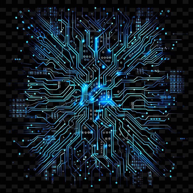 PSD una imagen generada por computadora de un ratón de computadora con un patrón de una placa de circuitos