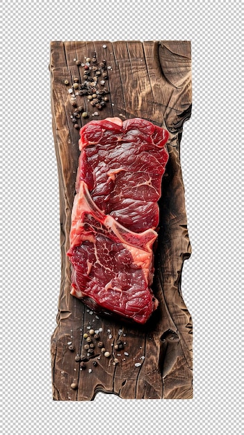 PSD imagen generada por ia de bistec de carne de res en una tabla de madera rústica con fondo transparente