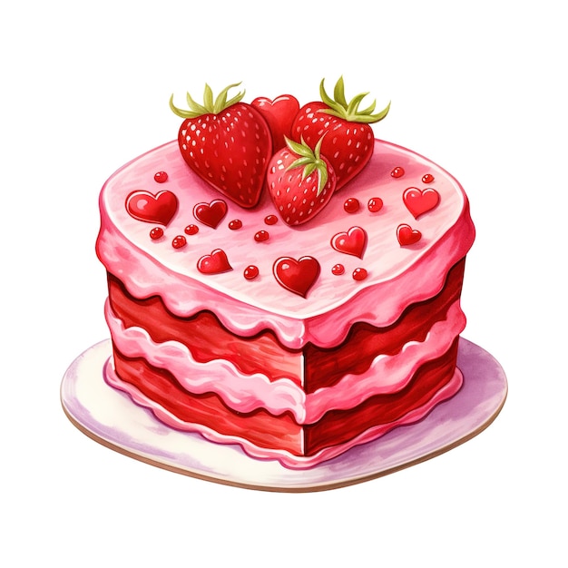 Imagen generada por la ia de un delicioso pastel con fresas frescas
