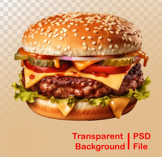 PSD imagen de hamburguesa transparente de calidad hd