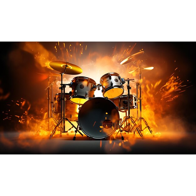 PSD imagen del icono del baterista en el fuego