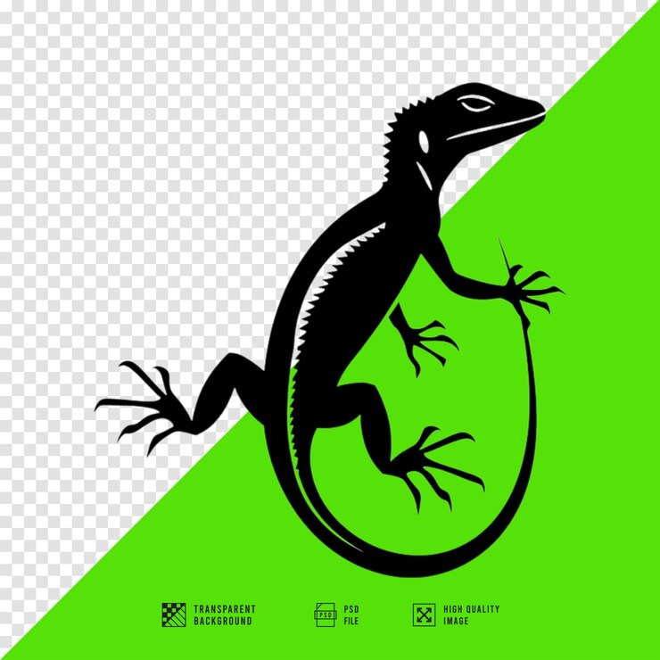 PSD imagen de icono de silueta de lagarto sin fondo en calidad hd