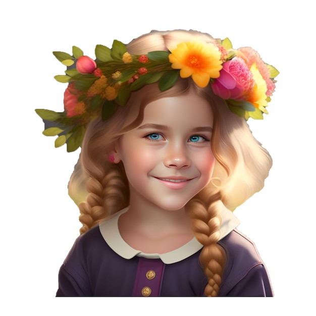 PSD imagen de icono de vector de ilustración de niña joven