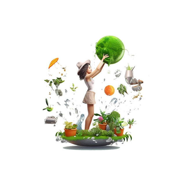 PSD imagen de icono de vector de mundo verde