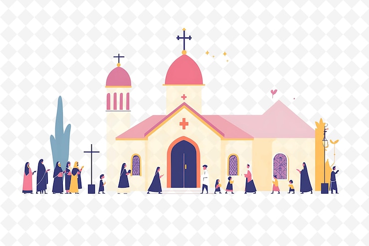 PSD una imagen de una iglesia con una iglesia con un cruce en la parte superior