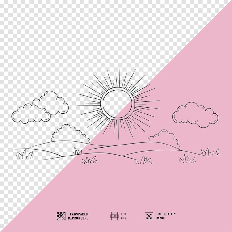 PSD imagen de ilustración vectorial del logotipo del sol y las nubes sin fondo de calidad hd