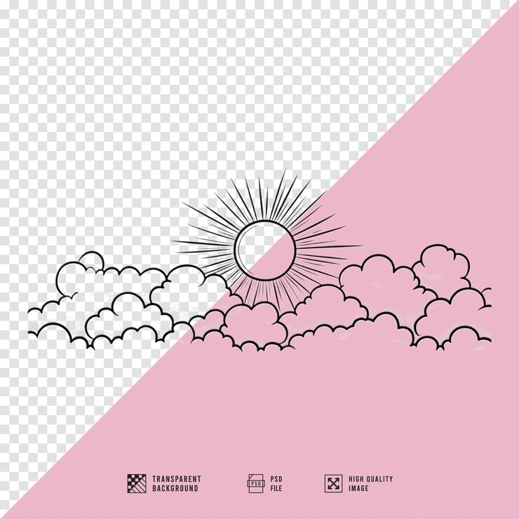 PSD imagen de ilustración vectorial del logotipo del sol y las nubes sin fondo de calidad hd