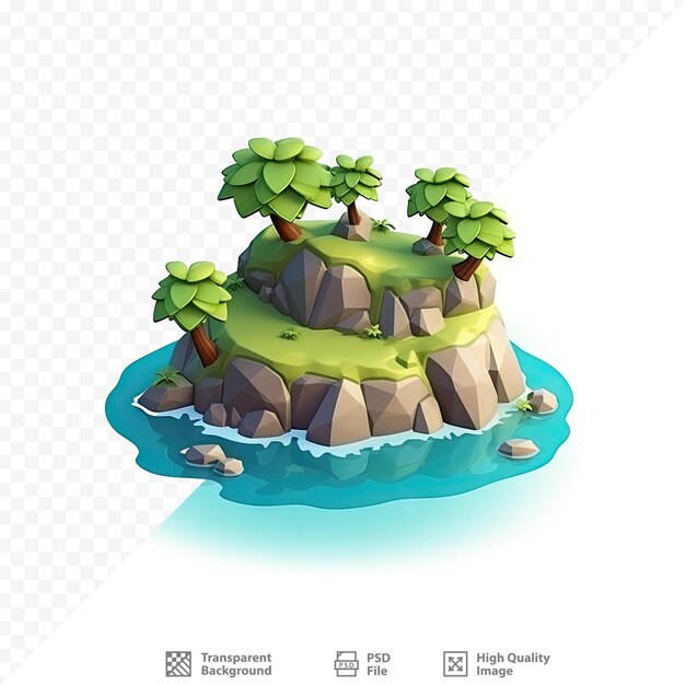 Una imagen de una isla con palmeras en ella.