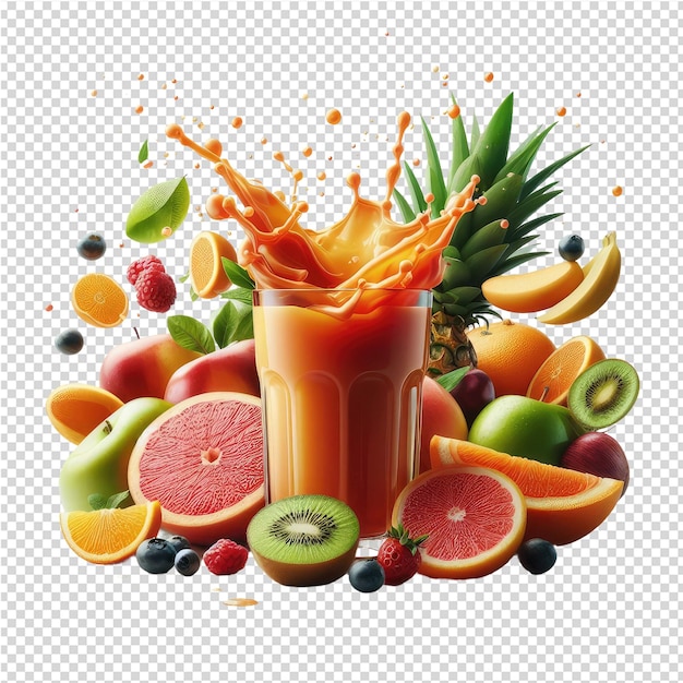 PSD una imagen de un jugo con una imagen de frutas y verduras