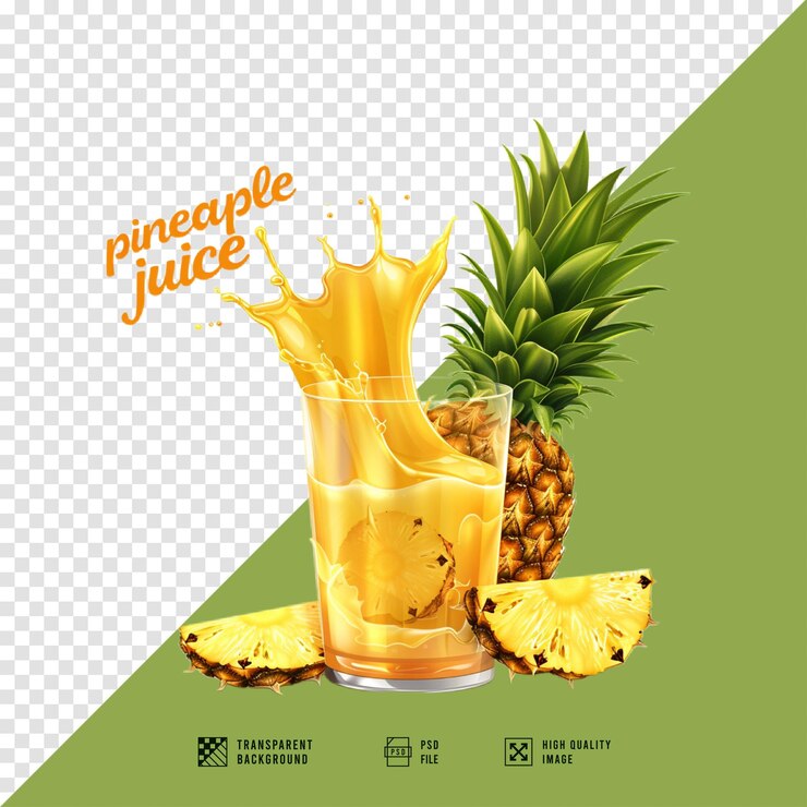 PSD imagen de jugo de piña sin fondo calidad hd